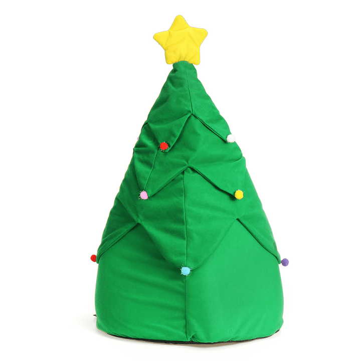 Christmas Tree Elk Pet House Breathable Semi Closed Soft Cat House Green Cat Dog Bed