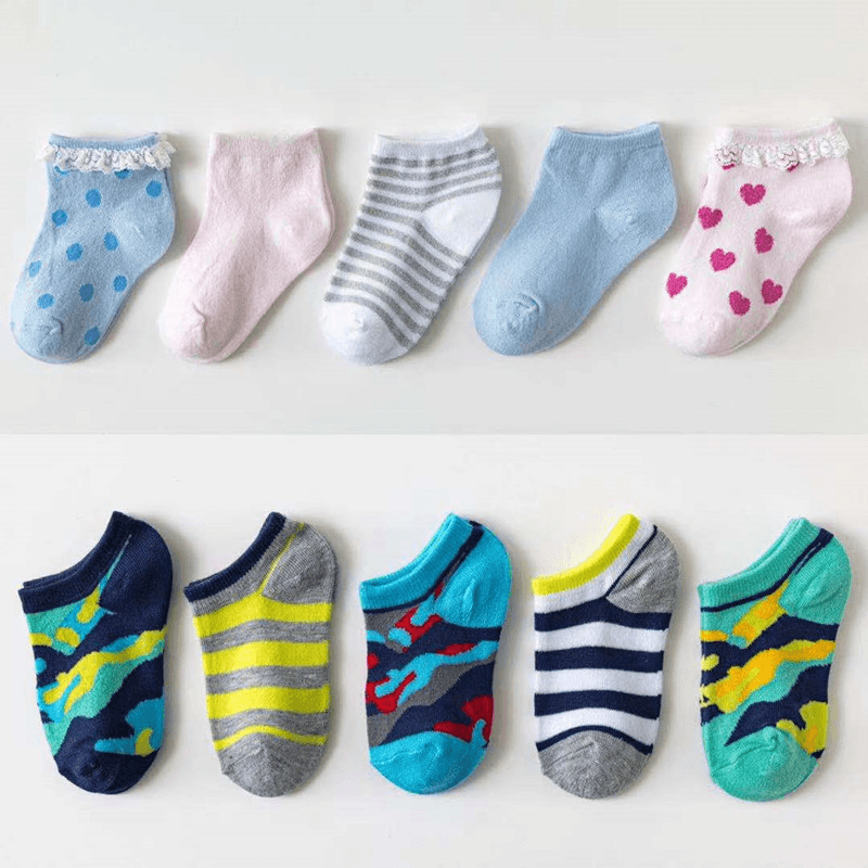 5 Pairs of Children Four Seasons Tube Socks Camouflage Love