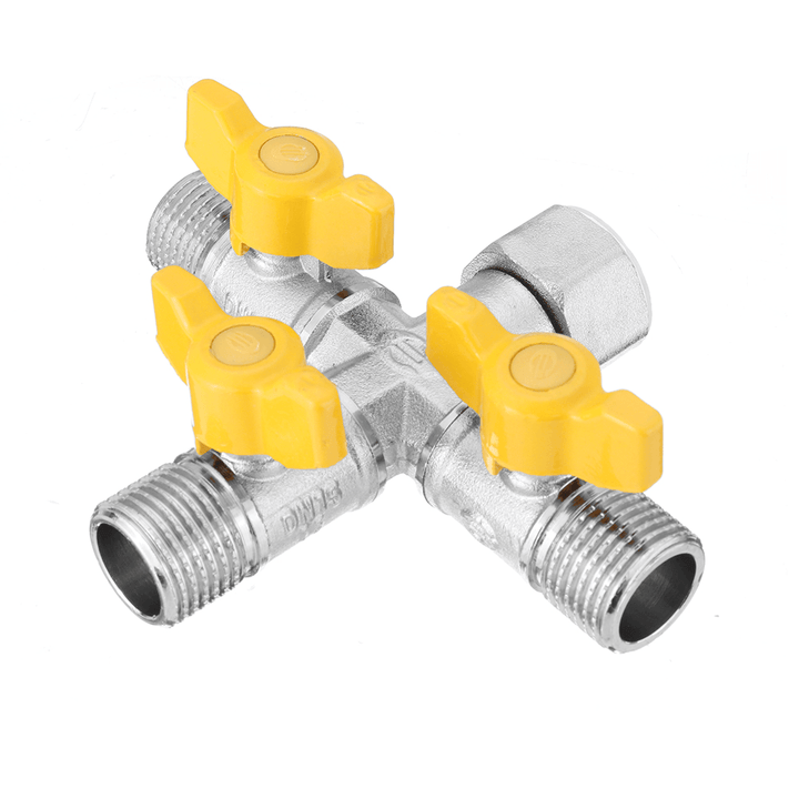 1/2" Garden Hose Tap Manifold Quick Connector Three Outlet 3 Way Water Splitter Valve Adapter for Washing Machine Faucet