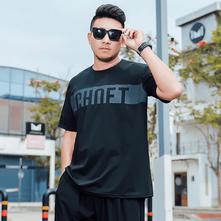 Silk Short-Sleeved Men'S Trend Loose and Cool T-Shirt