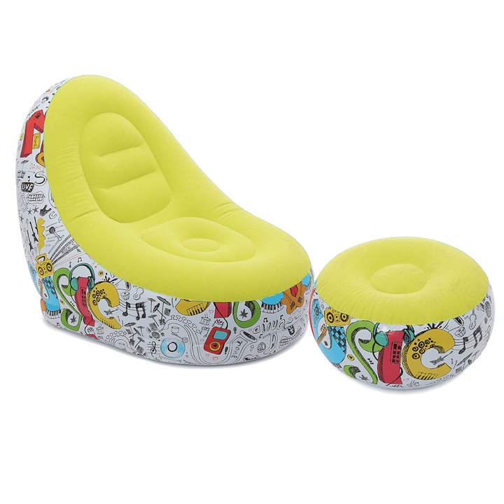 Inflatable Lazy Lounge Chair Ottoman Set Adult Kids Sofa Footrest Home Indoor - MRSLM