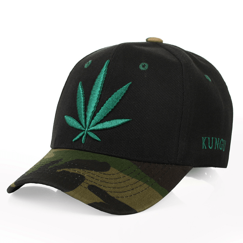 Simple Green Maple Leaf Hemp Leaf Caps Men and Women Baseball Caps Shopping