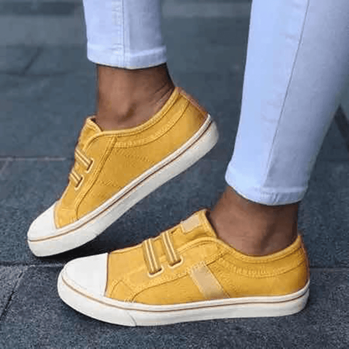 Women Large Size Canvas Sneakers Elastic Band Casual Flats