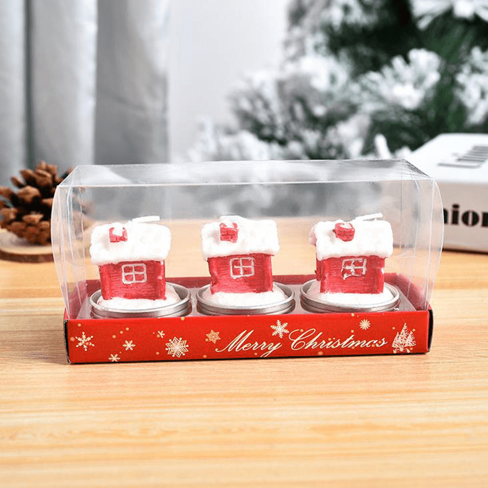 3Pcs 2020 Christmas Candles Santa House Snowman Christmas Tree Paraffin Candles Wedding Party Candles Decor Light