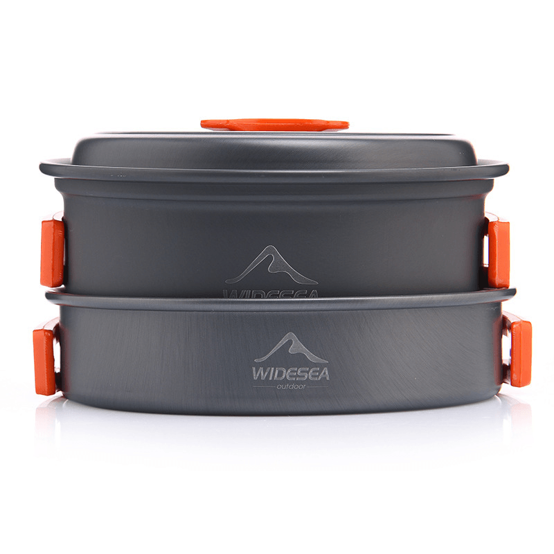 Widesea 1-2 People Camping Tableware Non-Stick Pan Folding Pot Bowl Cleaning Tools Outdoor Picnic BBQ Cooking