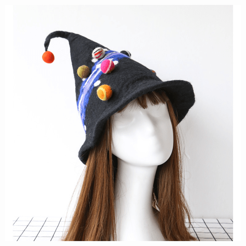 Halloween Harajuku Style Funny Street Spire Black Starry Hat Blue