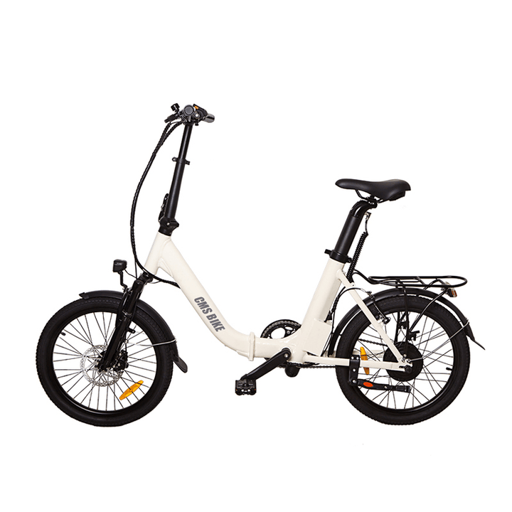 CMSBIKE CMSTD-20ZG 7.8Ah 250W White 20 Inches Folding Electric Bicycle 32Km/H 30-45Km Mileage Double Dics Brake LCD Displayer Electric Bike