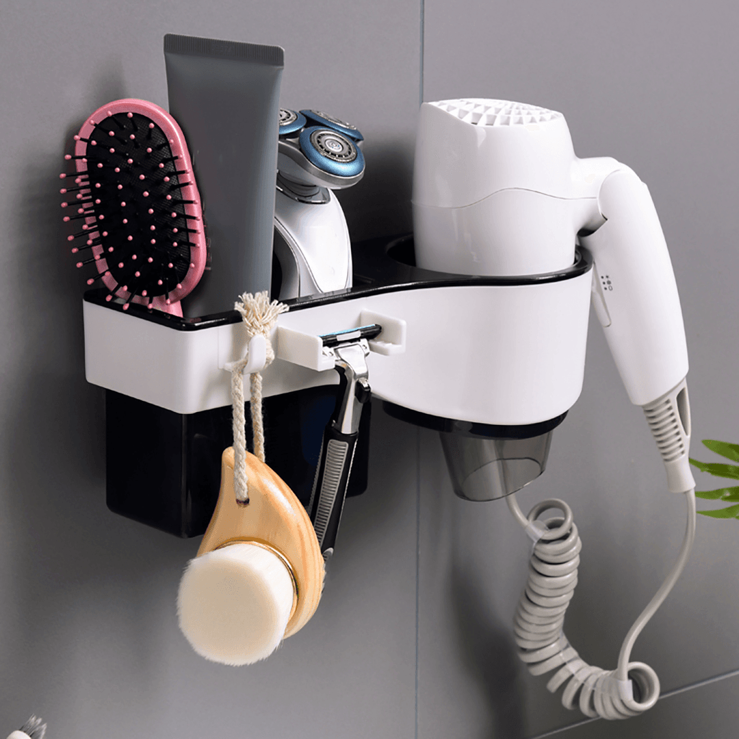 Hair Dryer Stand Holder Rack Shelf Wall Mounted Sticker Bath Storage