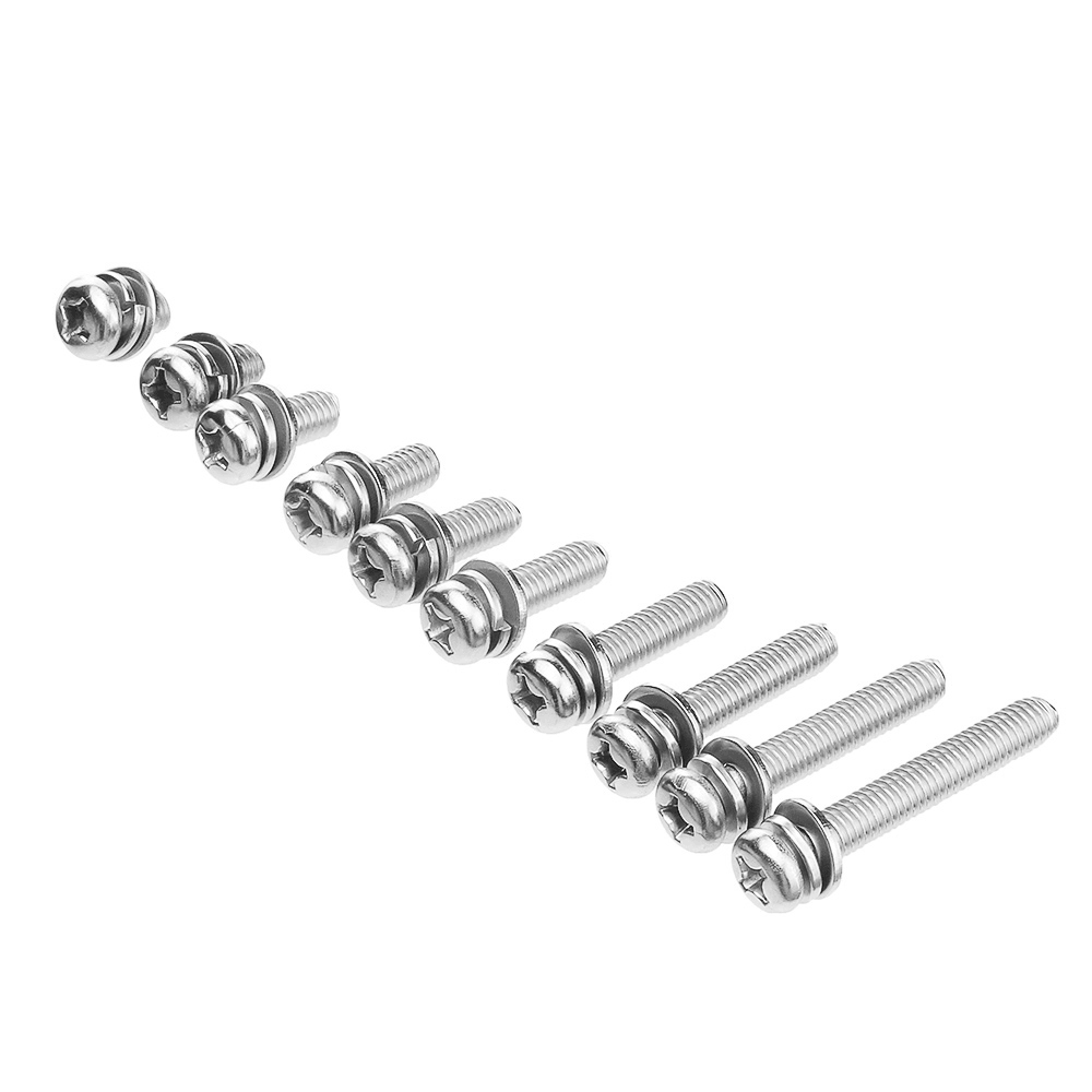 Suleve‚Ñ¢ M6SP1 50Pcs M6 Stainless Steel 10-40Mm Phillips Pan Head Machine Screw Washer Bolt Asortment