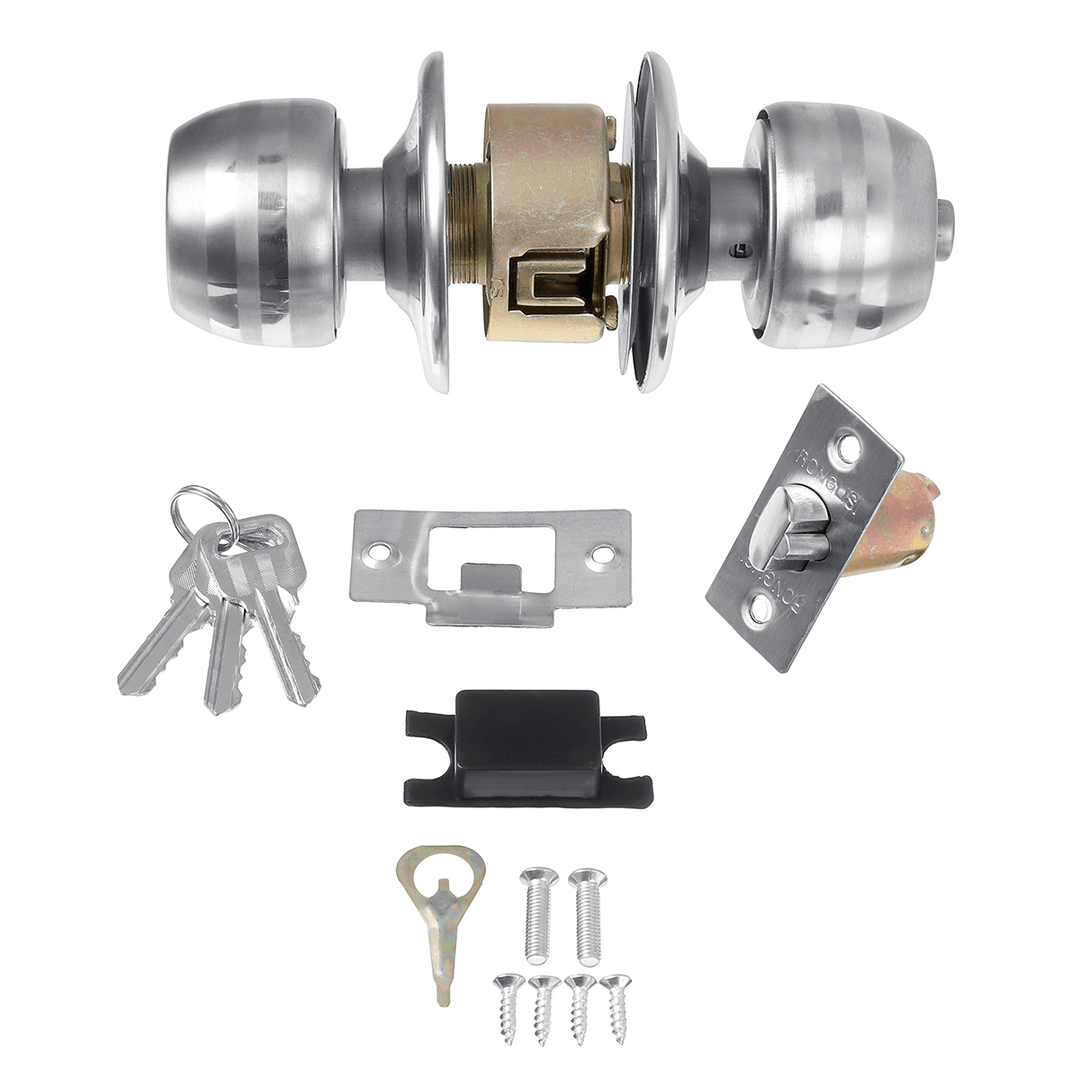 Bedroom Bathroom Door round Lever Handle Knobs Locks Stainless Steel