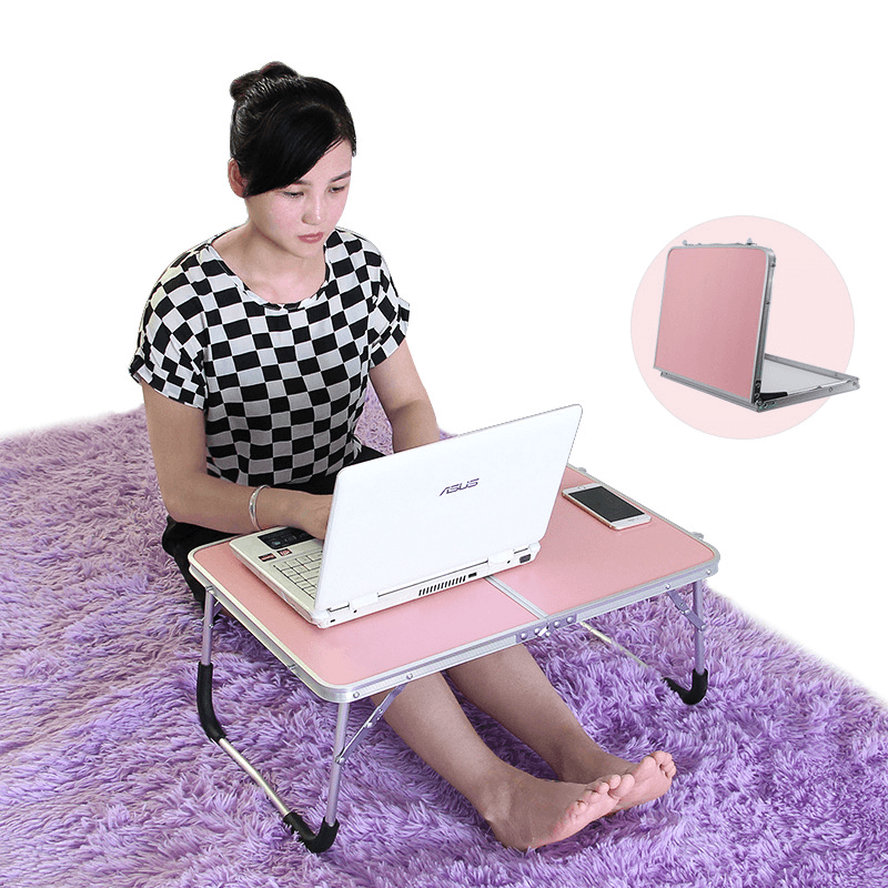 Double Folding Laptop Desk Computer Table Portable Foldable Outdoor Picnic Table Desk PC Laptop Table Writing Workstation Home Office Furniture