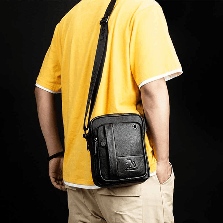 Men Leather Bag Messenger Cross Body Portable Travel Shoulder Briefcase Satchel Retro Outdoor Chest Backpack Bag Day Packs