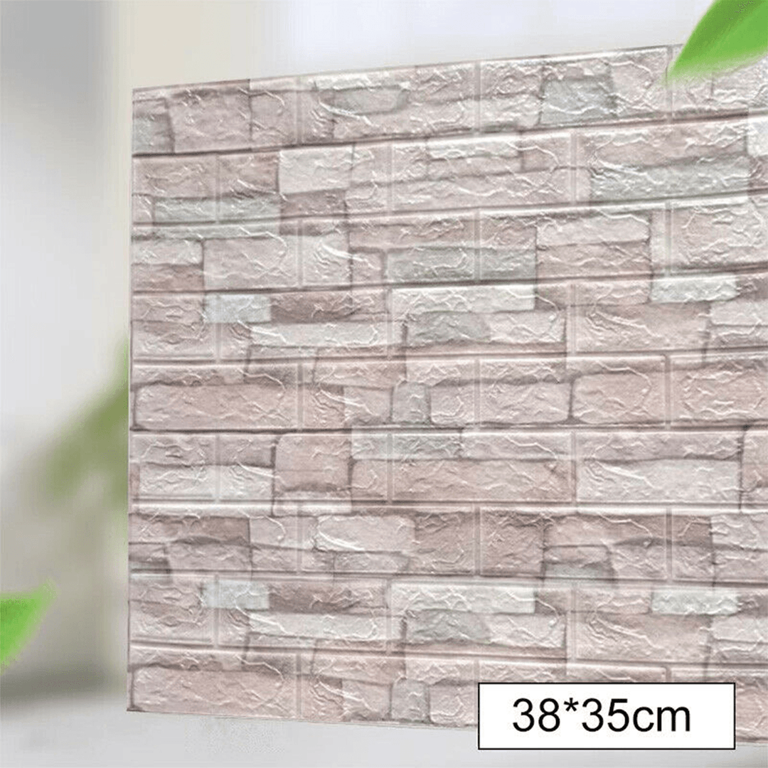 5Pcs 3D Soft Tile Brick Wall Sticker Self-Adhesive Waterproof Foam Panel 38*35Cm - MRSLM