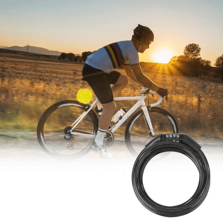 Bike Lock 4 Digit Code Combination Bicycle Security Lock Bike Chain Lock Security Reinforced anti Theft Cable Password Lock