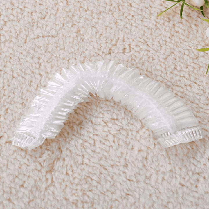 100Pcs Bathroom Disposable Strip Transparent PE Plastic Shower Cap Hotel Room Bath Hair Protective Caps Shower Bag