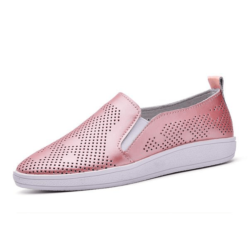 Women Casual Breathable Loafers Hollow Out Slip-On Soft Sole Flat Shoes - MRSLM