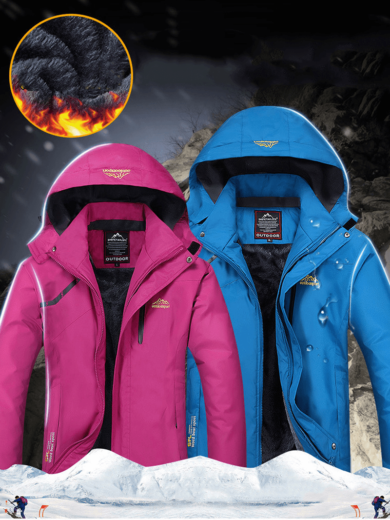 Outdoor Women Casual Thicken Waterproof Windproof Fleece Mountaineer Sport Jackets