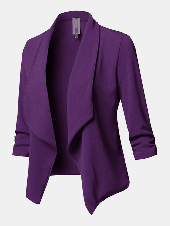 Women Solid Color Shawl Collar Elegant Blazers