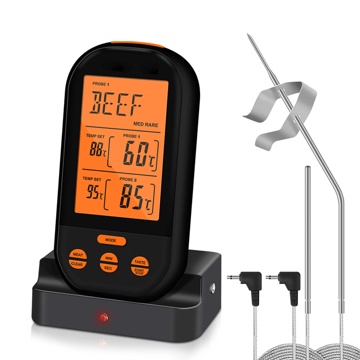 LCD Digital Kitchen BBQ Thermometer Dual Probe Detection Cooking Barbecue Grill Meat Detector