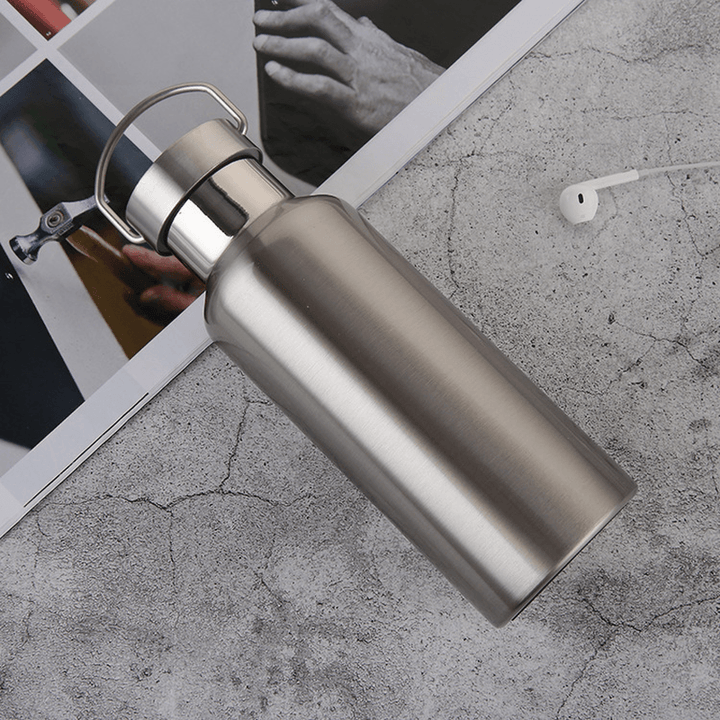 500Ml 600Ml 800Ml Water Bottle 304 Stainless Steel Wide Mouth Vacuum Cup with Outdoor Carabiner - MRSLM