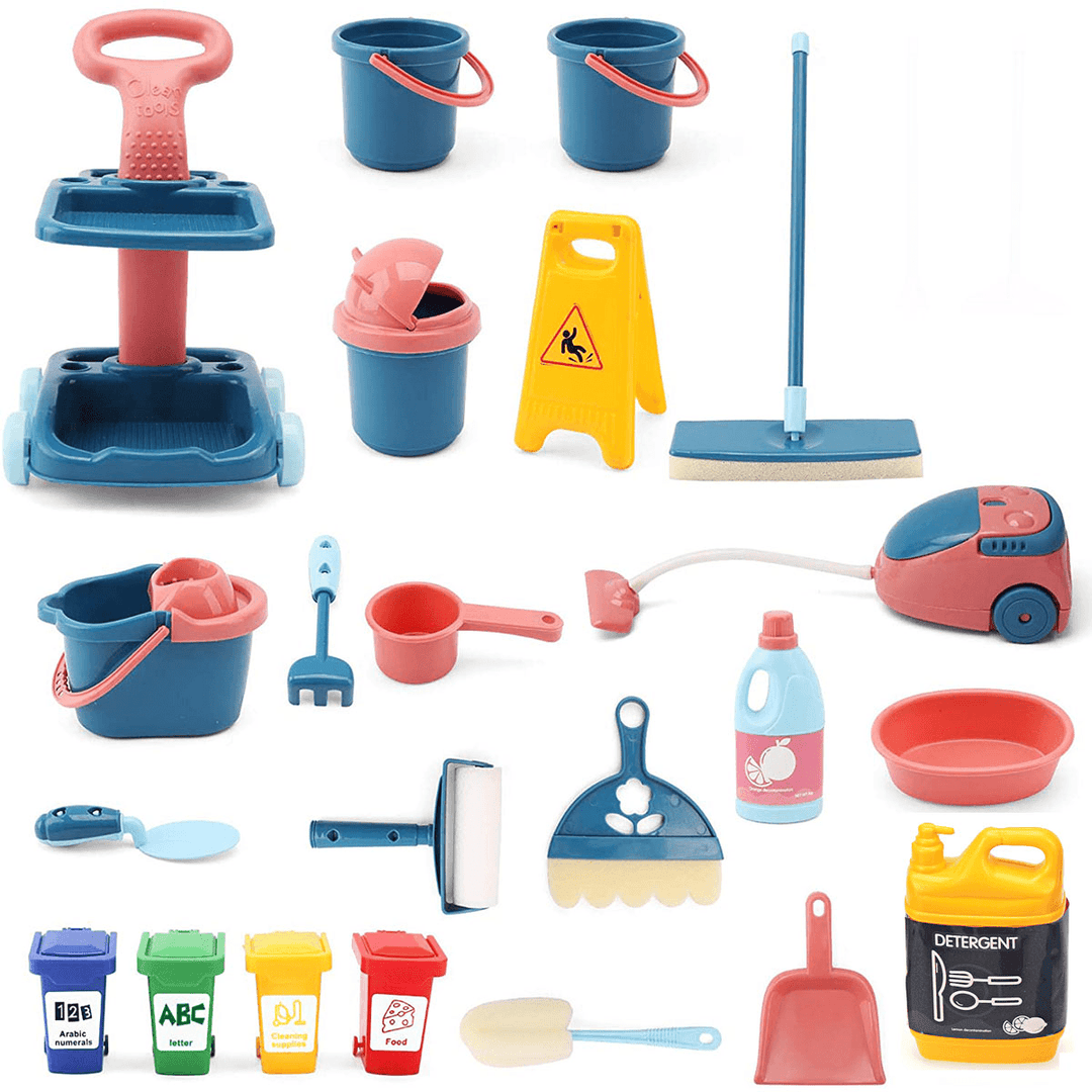 18 Pcs Kids Cleaning Tools Toy Set Simulation Kitchen Cleaning Educational Toys