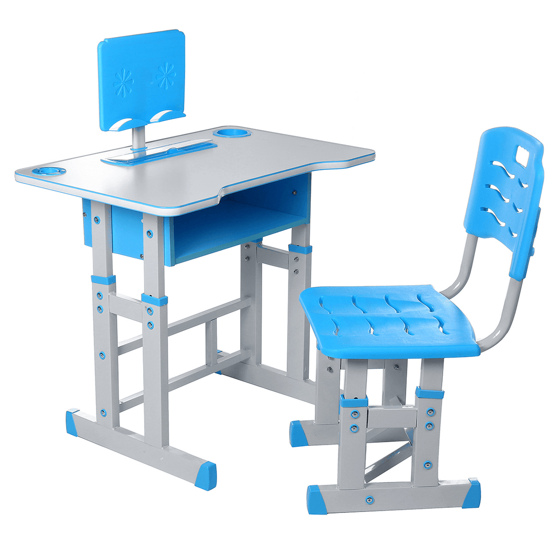 Children'S Study Desk Chair Set Ergonomic Height Adjustable Student Study Table Chair with Book-Stand Girls Boys Storage Drawer Writing Desk