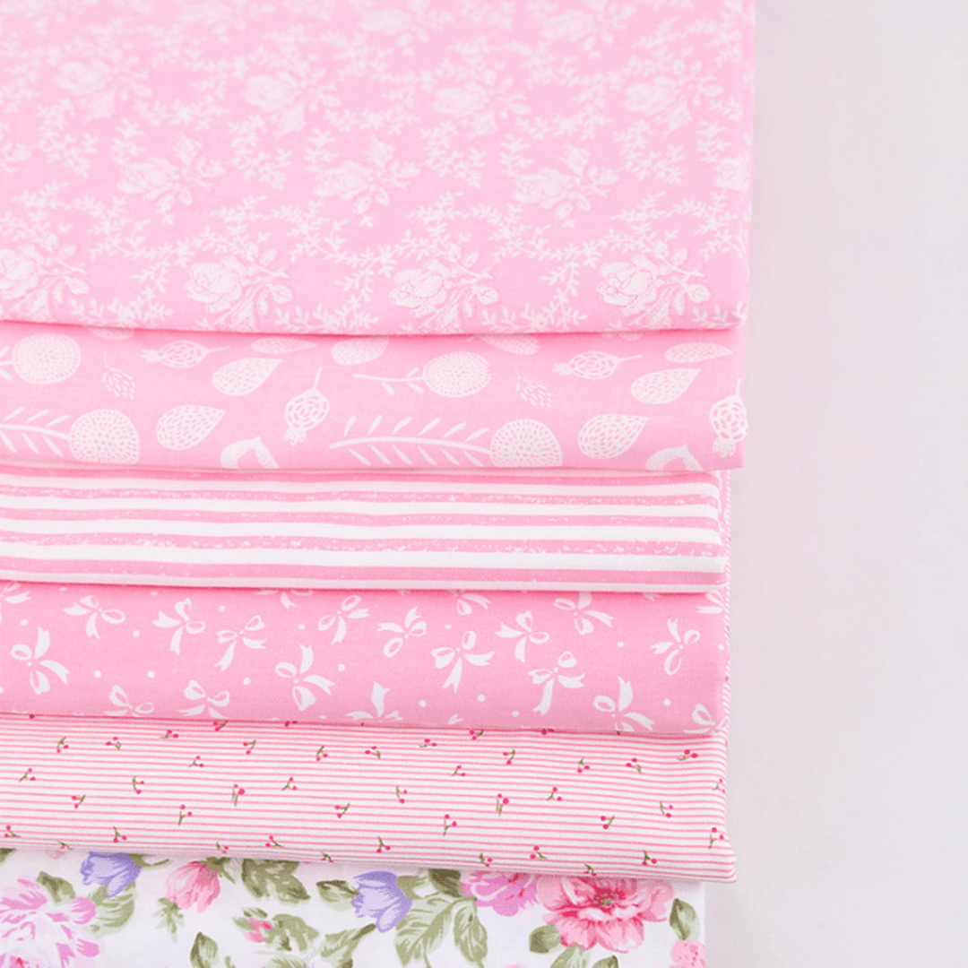 25 X 20Cm 6PCS Cotton Fabric Squares Quilting Printed Cloth for Patchwork Needlework DIY Handmade Material