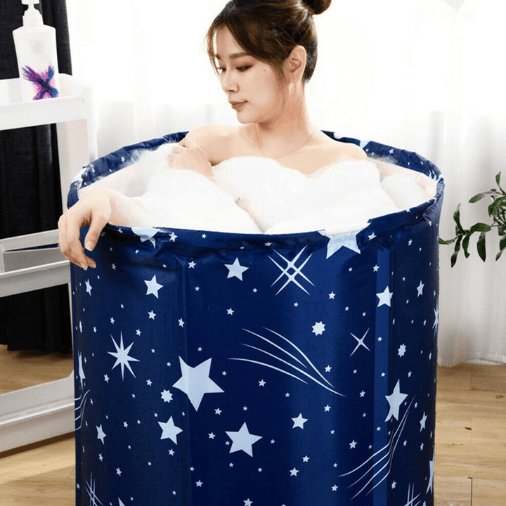 70X65Cm Foldable Portable Bathtub Water Tub Folding PVC Adult SPA Bath Bucket