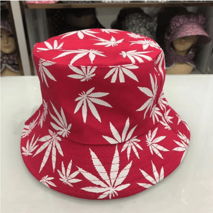 Hemp Leaf Fisherman Hat Cotton Maple Leaf Basin Hat Men and Women Fashion Fishing Hat Summer Outdoor Shade Sun Sat