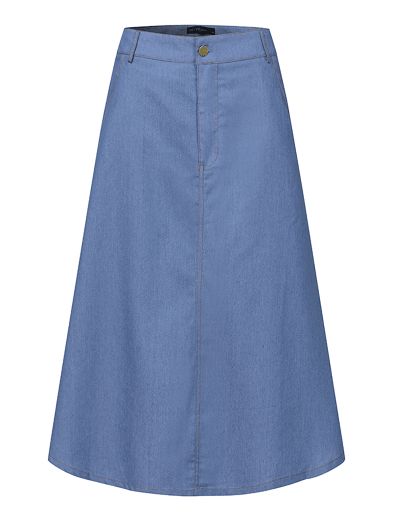 Women Casual Loose Knee Length Denim Skirts