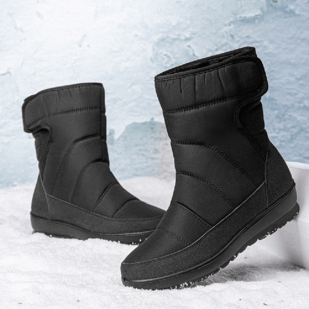 Women Casual Warm Lining Waterproof Hook Loop Short Calf Snow Boots