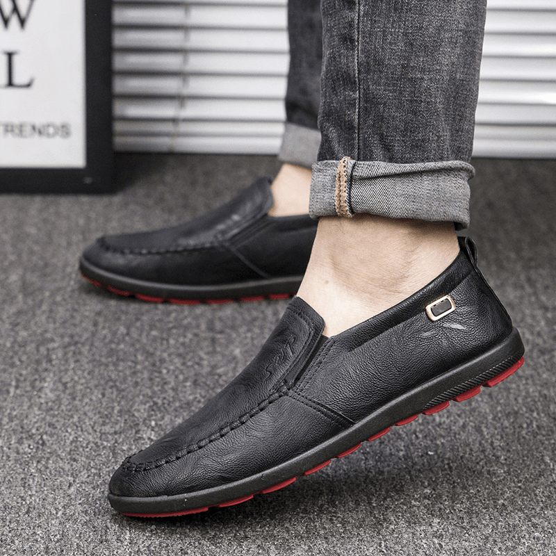 Menico Men Microfiber Leather Breathable Soft Sole Slip on Comfy Business Casual Shoes