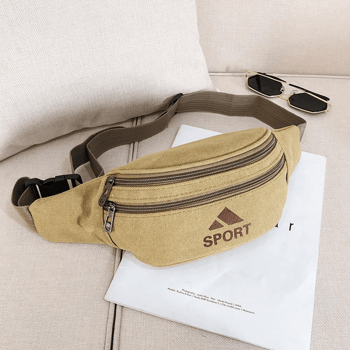 Men Canvas Waist Bag Outdoor Camping Hiking Traveling Sports Bag Storage Bag