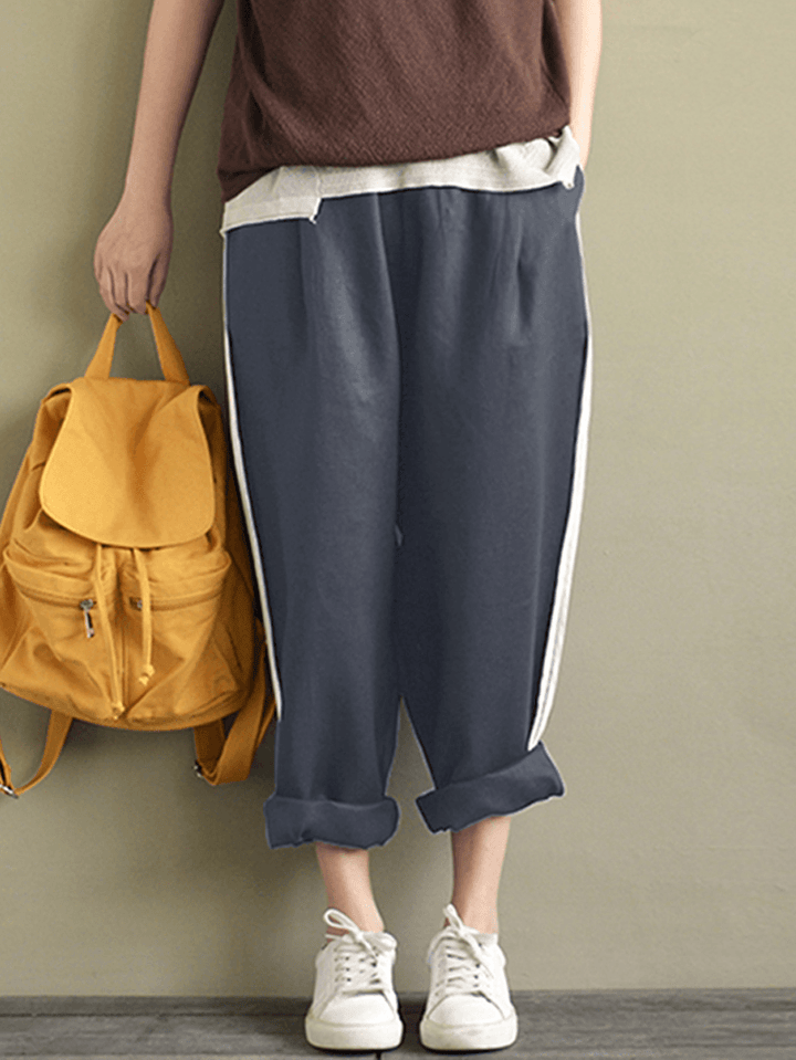 Women Striped High Waist Long Harem Loose Trousers