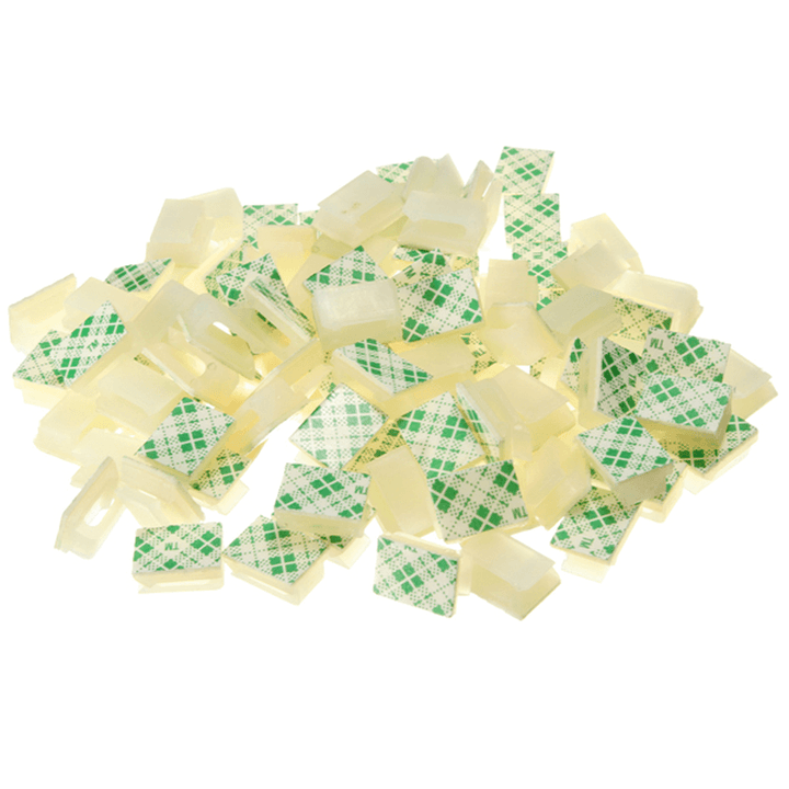 100Pcs Electrical Cable Clamp White Plastic Wire Tie Rectangle Cable Mount Clip Clamp Self-Adhesive Wiring Accessories