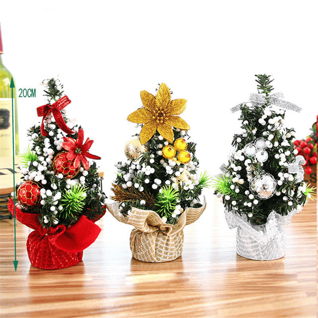 20CM Mini Christmas Tree Flower Table Decor Festival Party Ornaments Xmas Gift Decorations