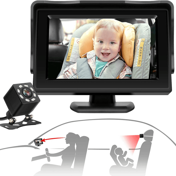 HD 1000 Smart Baby Car Mirror Camera with Night Vision for Safely Monitor Infant Child in Rear Facing Car Seat