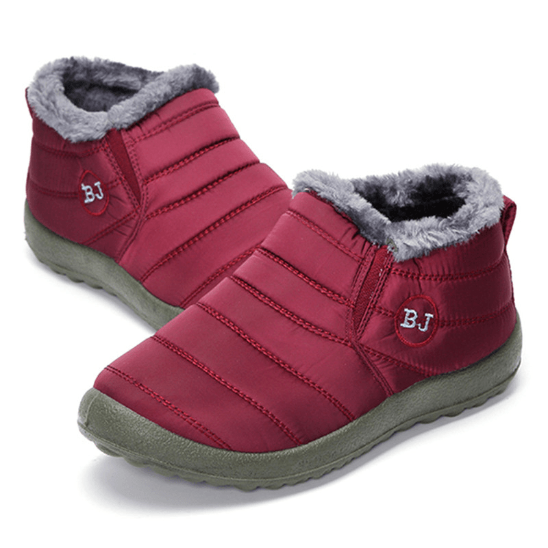 LOSTISY BJ Shoes Warm Wool Lining Flat Ankle Snow Boots for Women