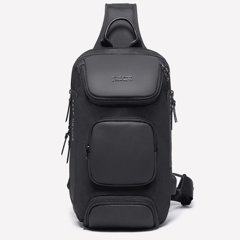 BANGE BG-7086 8L Men Sling Bag with USB Charging Port Oxford Cloth Chest Shoulder Crossbody Bag Oxford Cloth Multipurpose Travel Rucksack