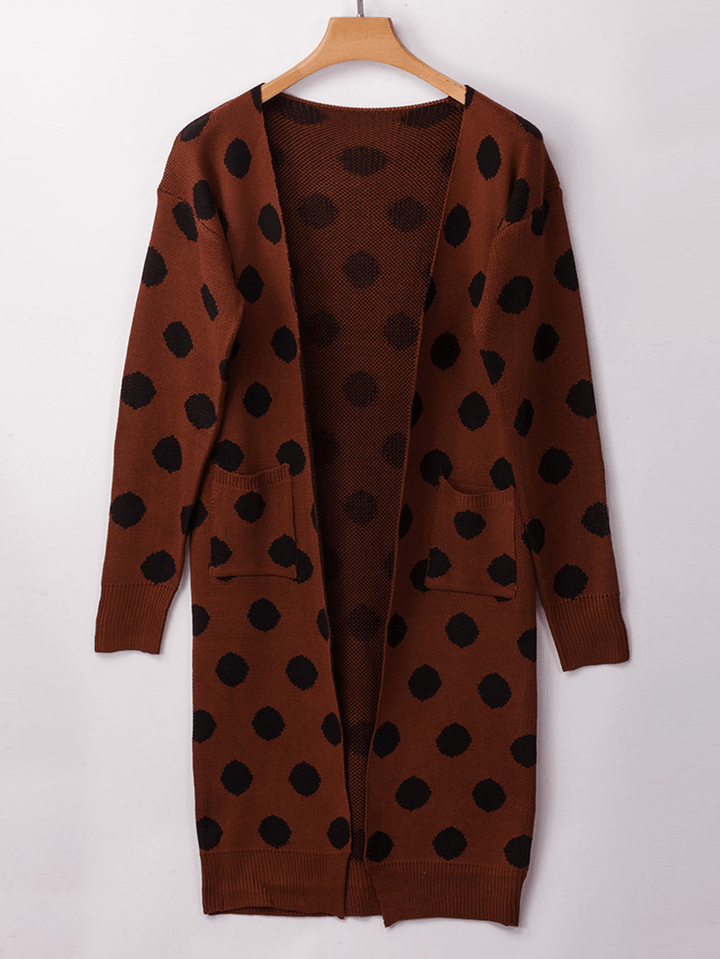 Women Long Sleeve Polka Dot Print Cardigans