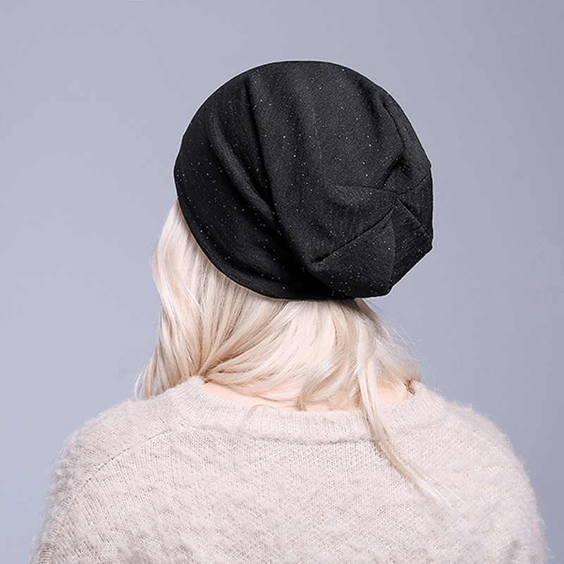 Women Autumn Warm Beanies Cap Solid Color Flexible Hip-Hop Skullies Bonnet