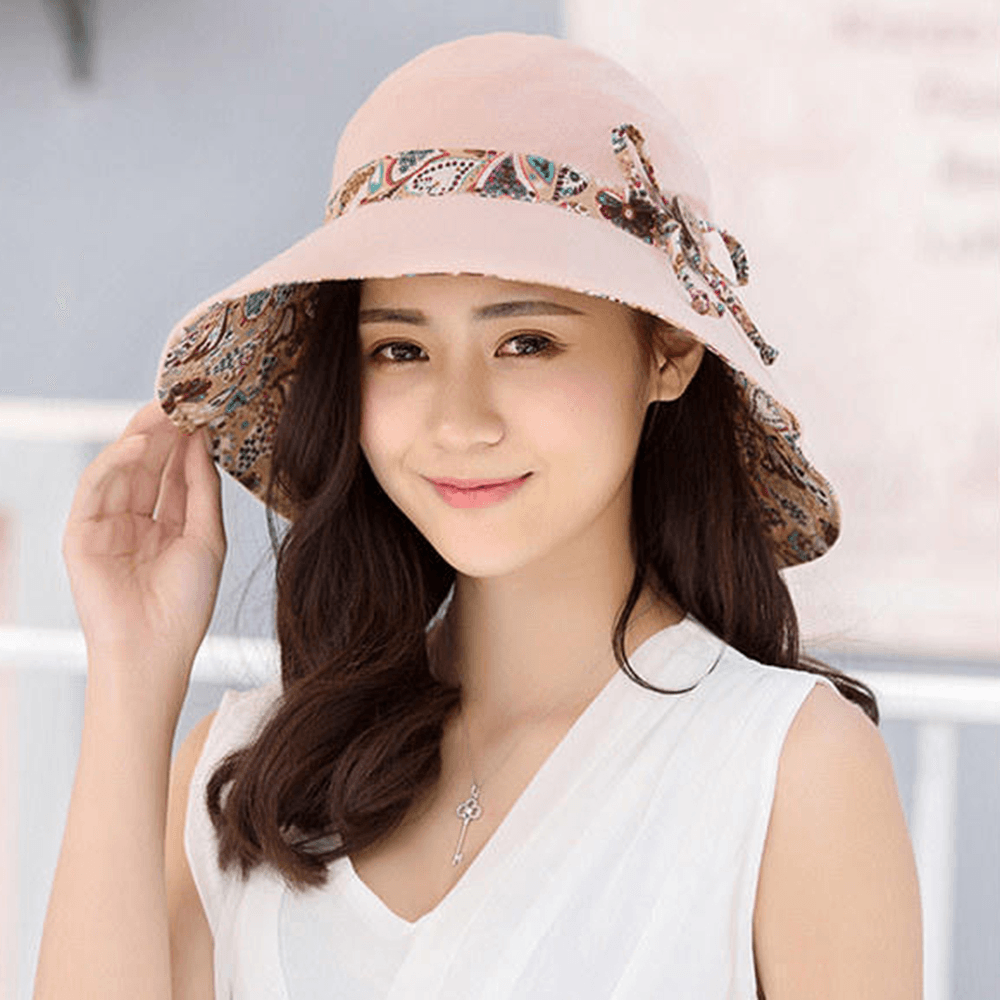 Multipurpose Foldable Anti-Uv Cap for Lady Print Beach Sun Hat Cotton Wide Brim Hat for Women Elegant Summer Hats