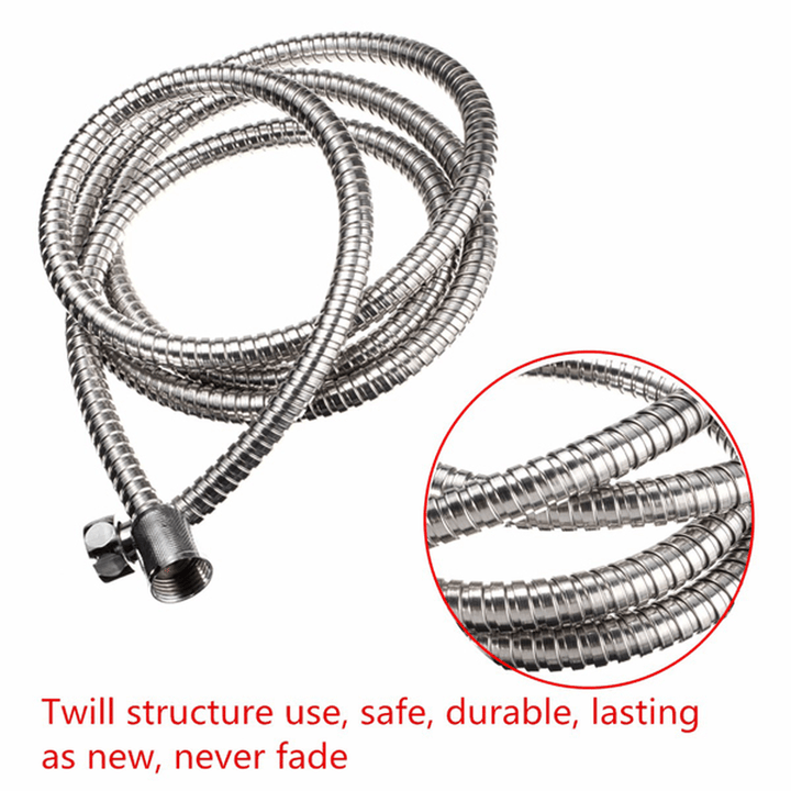 2M Long Standard Flexible Bathroom Shower Head Hose Stainless Steel Chrome Pipe