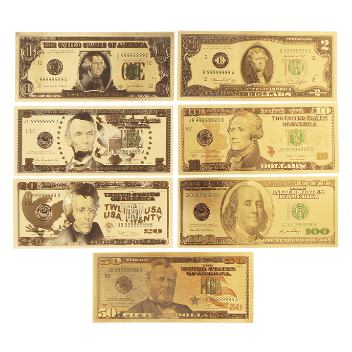 1 Set USD Dollar Gold Foil Golden Paper Money Currency Coin Collection Commemorative Banknote Craft