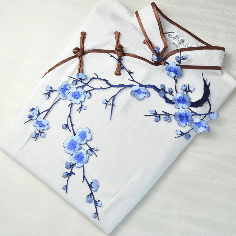 Plum Blossom Flower Applique Clothing Embroidery Patch Fabric Sticker Iron on Patch Sewing Repair - MRSLM