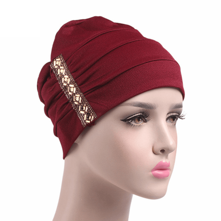 Womens Chemo Cap Soft Muslem Ethnic Beanie Sleep Turban Hat Headwear for Cancer Patients - MRSLM