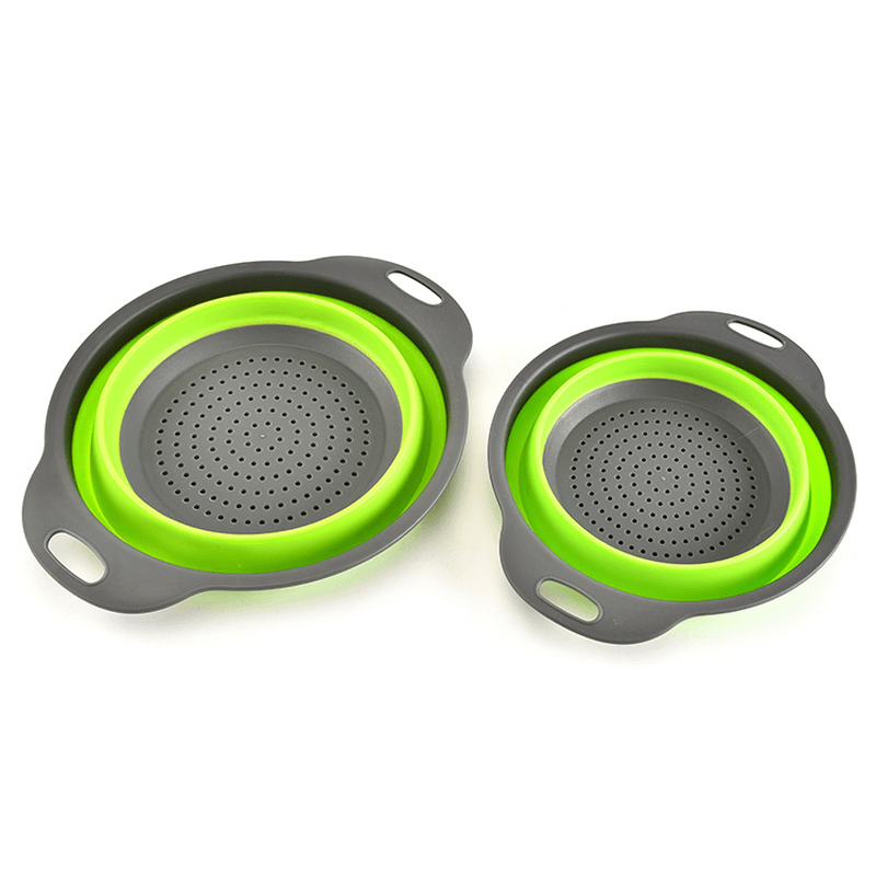 Ipree¬Æ 2Pcs/Set Silicone Folding Drain Baskets Retractable Colander Camping Picnic Storage Gadgets