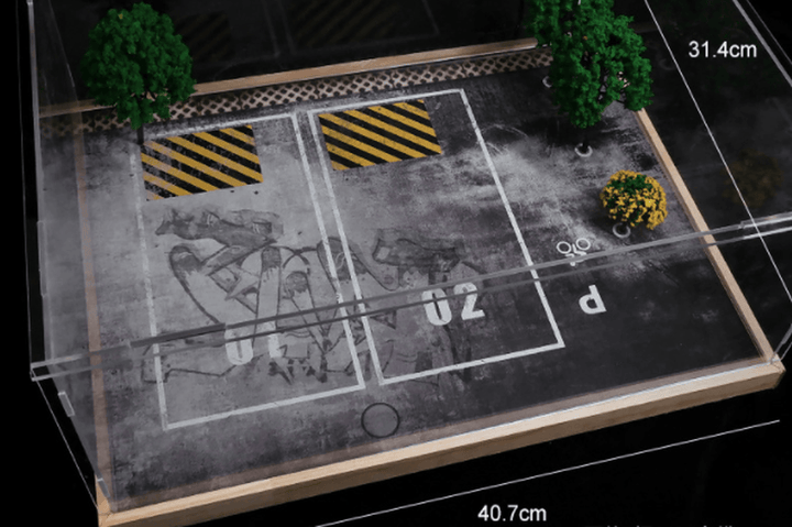 Simulation Car Garage Model Acrylic Display Box Dust Box Solid Wood Parking Lot Model Scene Decoration