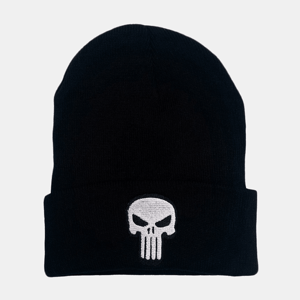 Unisex Skull Embroidered Casual Wild Knit Hat Wild Hat Hip-Hop Beanie Hat