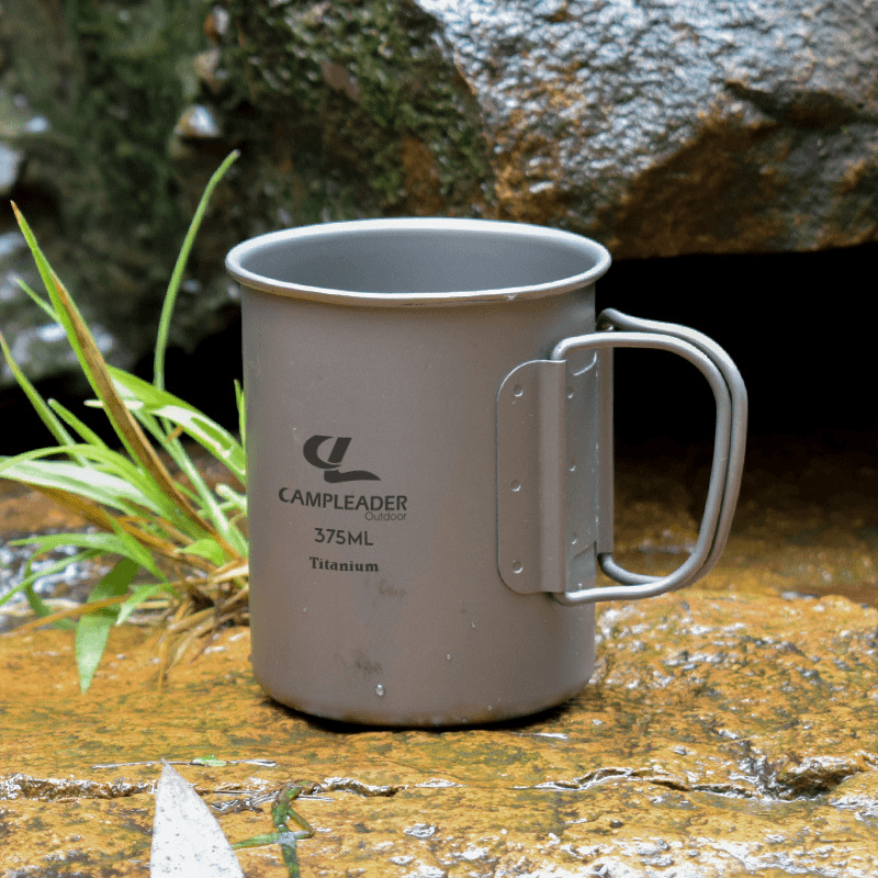 Campleader 375Ml Folding Cup Titanium Portable Drinking Water Mug Outdoor Camping Picnic BBQ Tableware